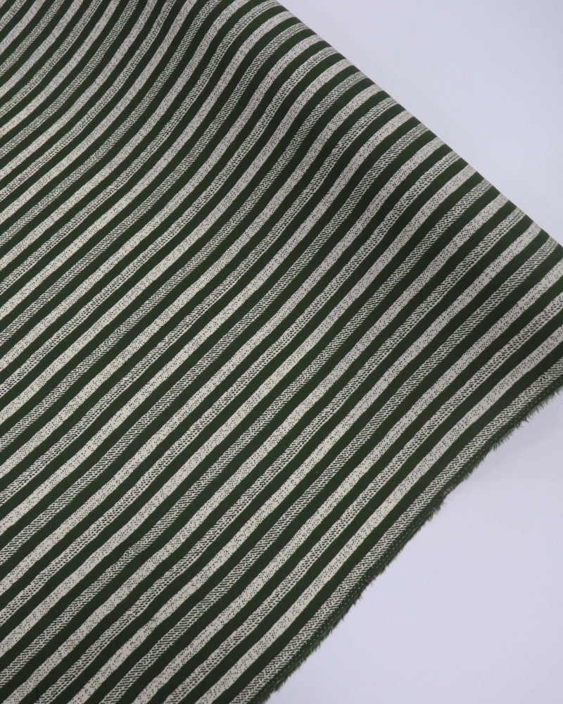 Tecido Viscose Listras Estampadas Creme e Verde