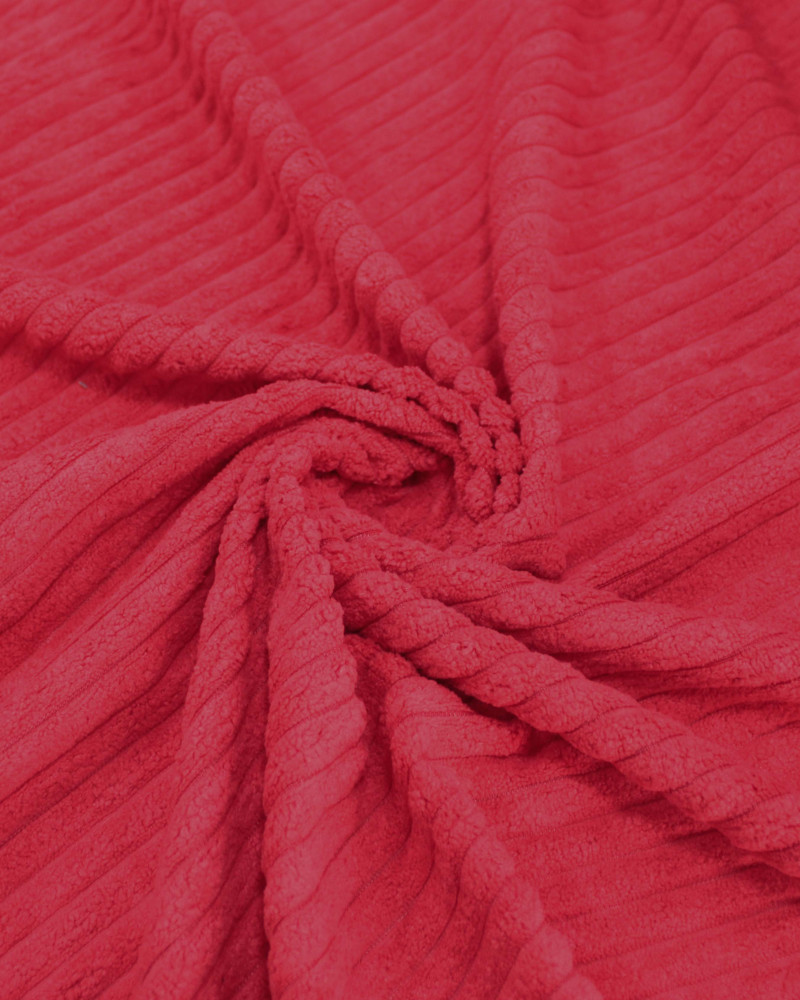 Tecido Veludo Cotelê Jumbo Vermelho Rubi