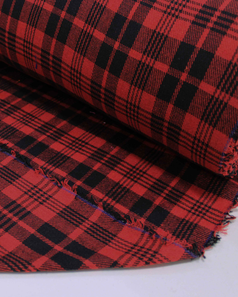 Tecido Flanela Mista Xadrez Triplo Preto e Vermelho