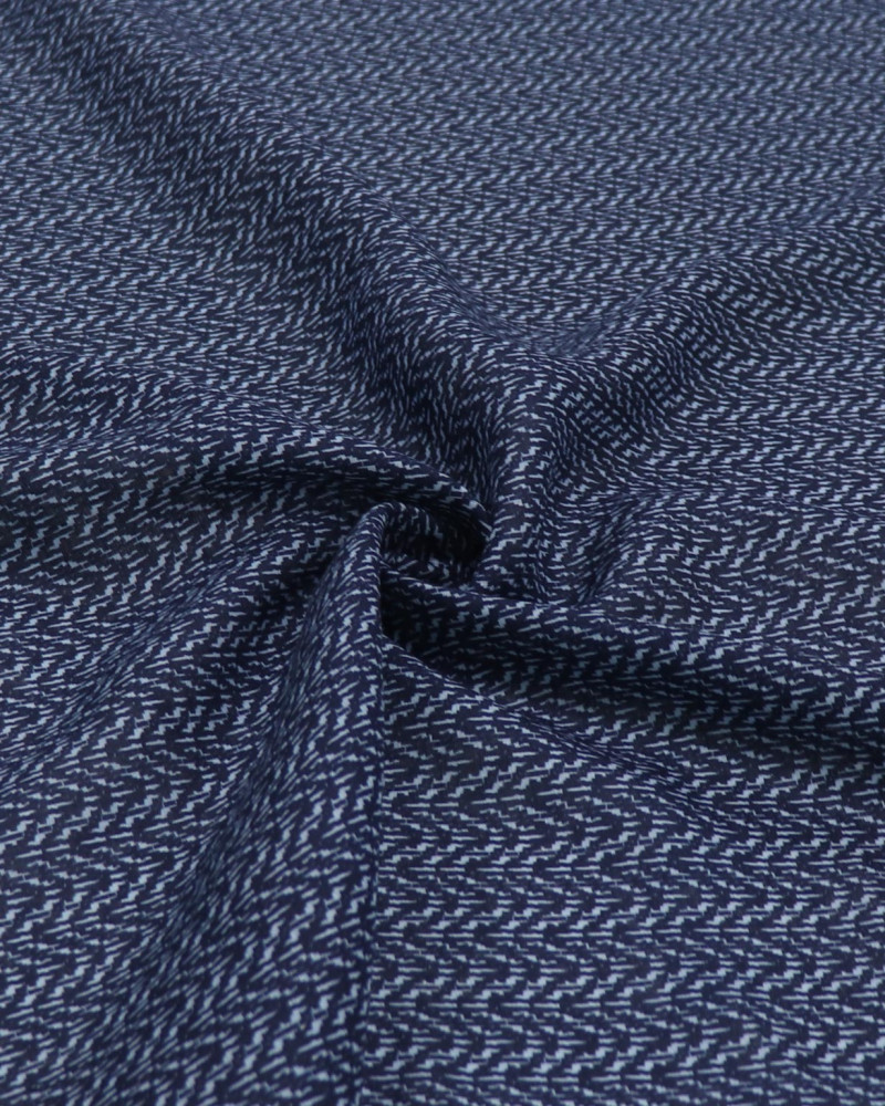 Tecido Linho Misto Italiano Listras em Chevron Tons de Azul