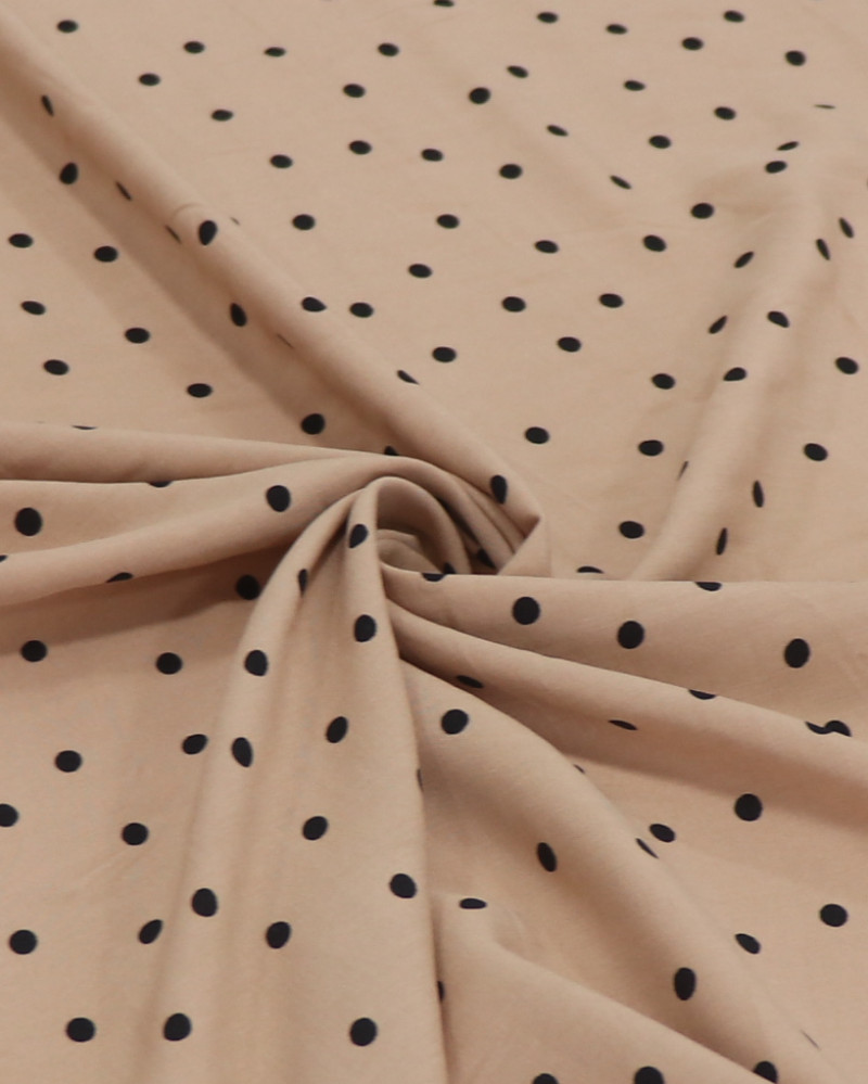 Tecido Viscose Italiano Micro Poá Preto e Nude