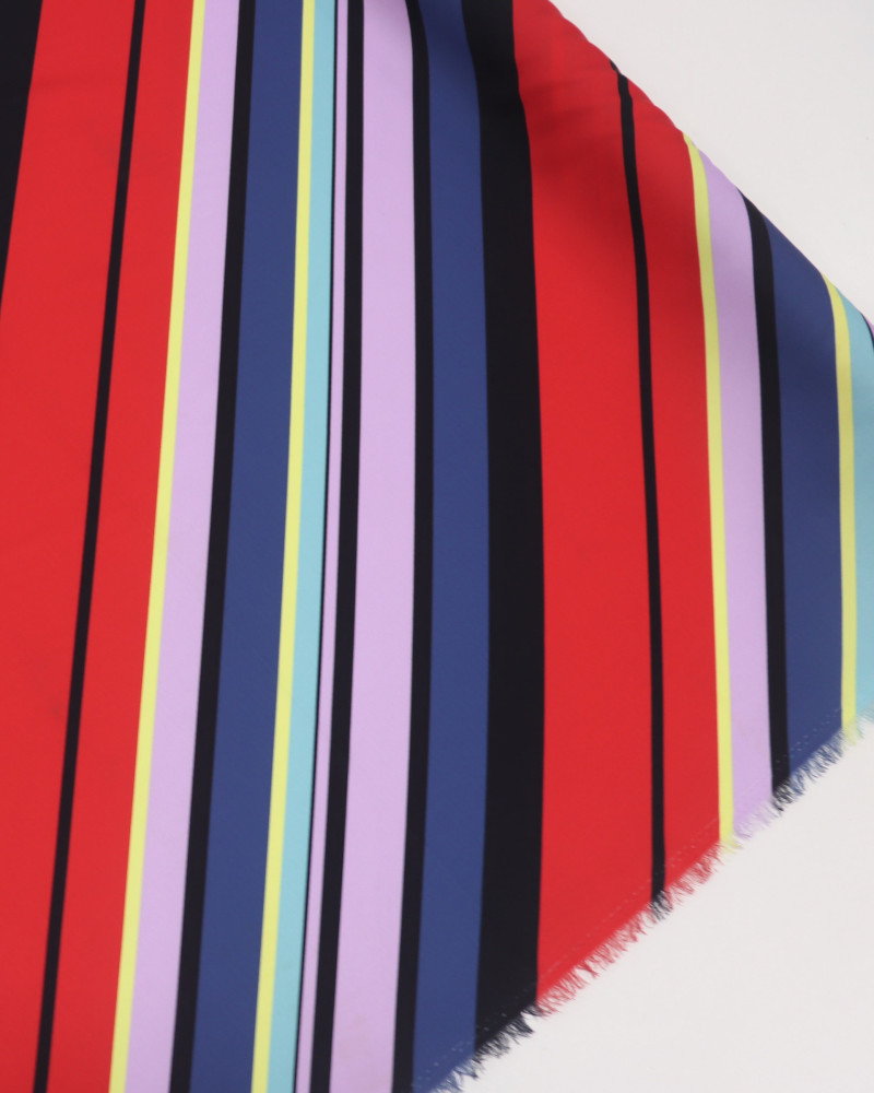 Tecido Crepe de Alfaiataria Italiano Listras Diagonais Colorido