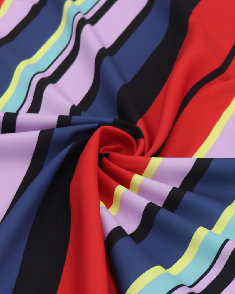 Tecido Crepe de Alfaiataria Italiano Listras Diagonais Colorido