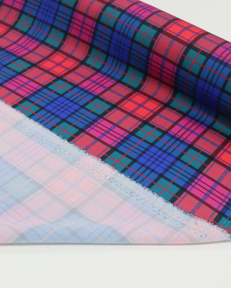 Tecido Crepe de Alfaiataria Italiano Multi Quadriculado Colorido