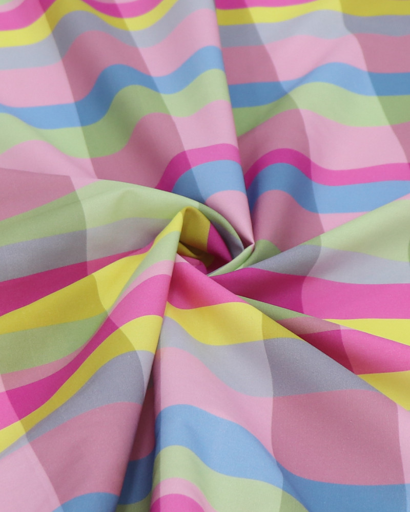 Tecido Tricoline com Elastano Italiano Listrado Candy Color