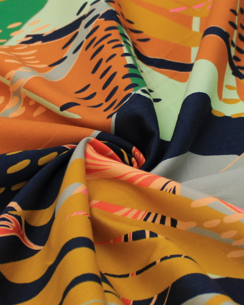 Tecido Tricoline Italiano Macro Folhagens Colorido