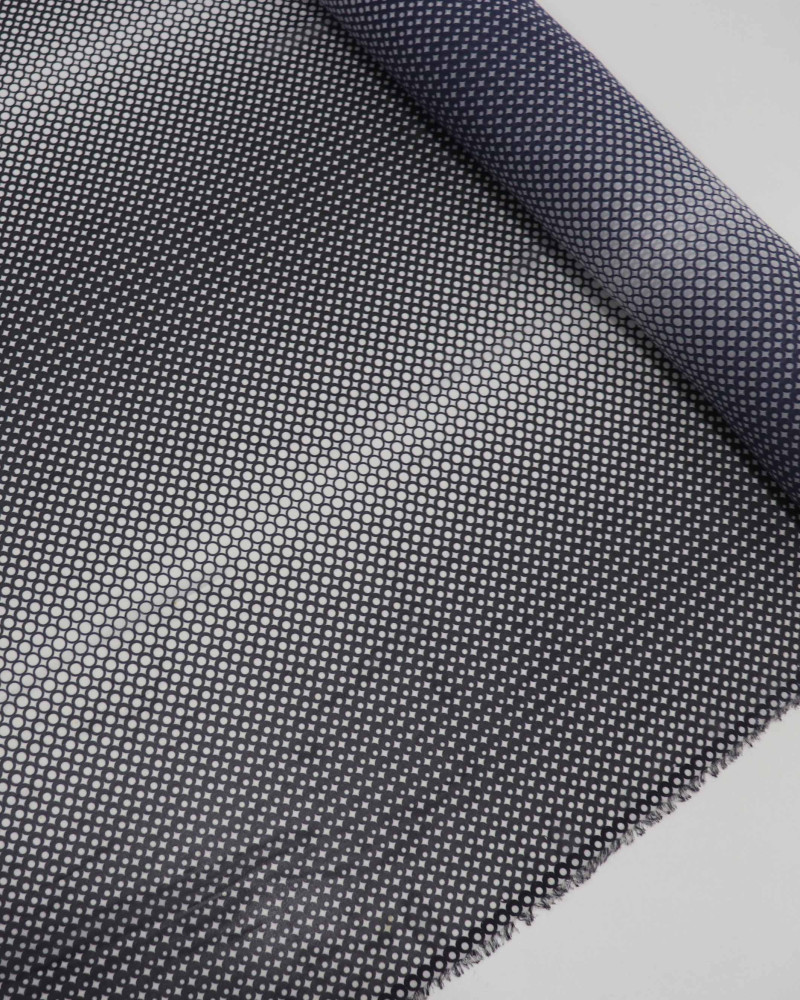 Tecido Crepe Chiffon Micro Geométrico Degradê P/B