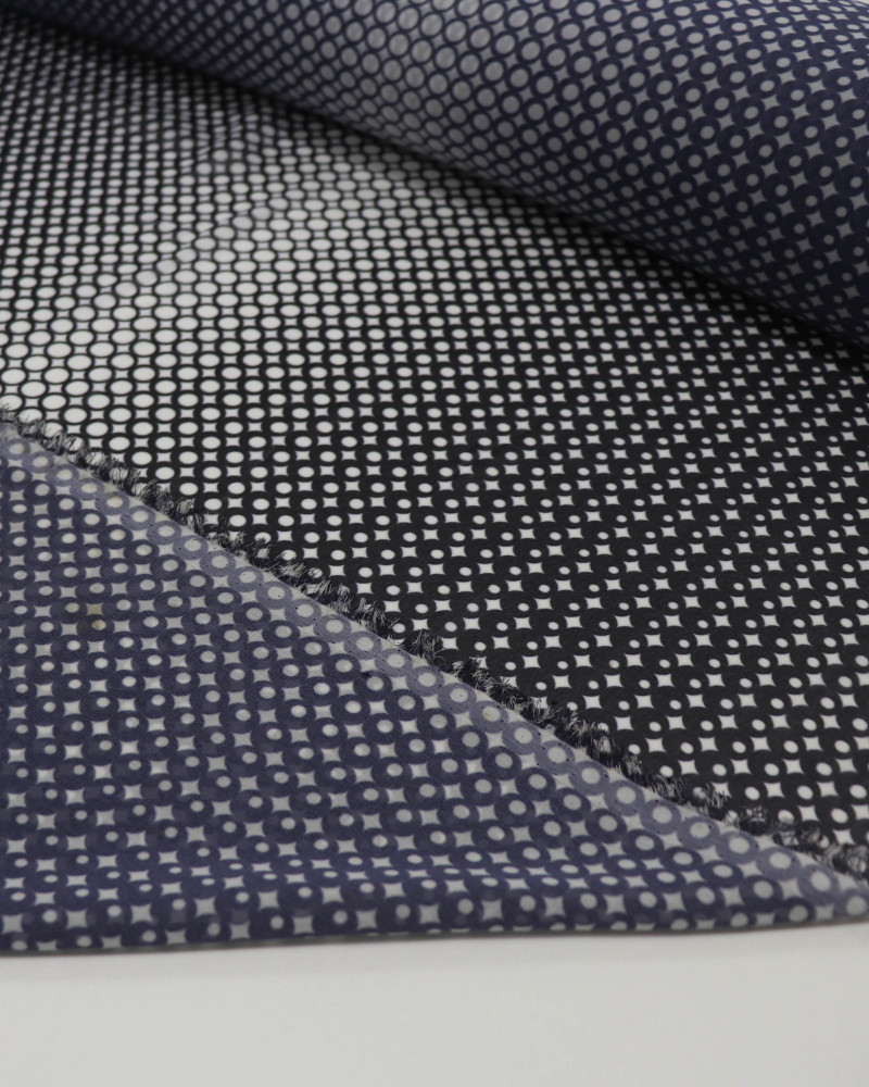 Tecido Crepe Chiffon Micro Geométrico Degradê P/B