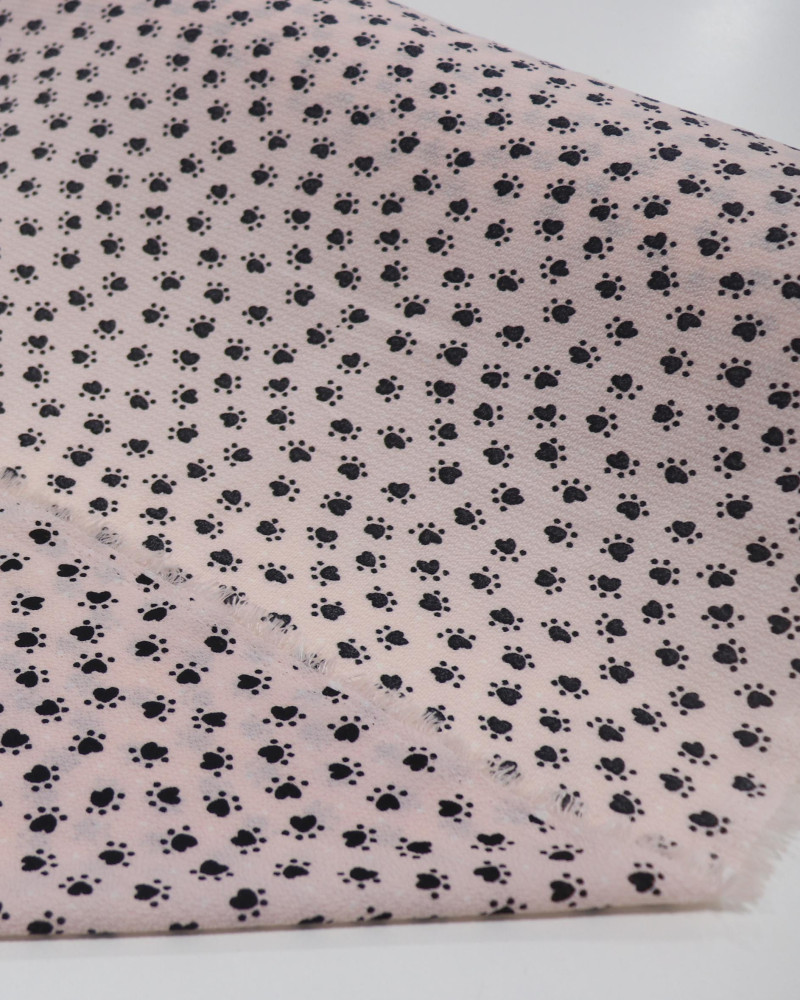 Tecido Crepe Bubble Micro Patinhas e Pontos Branco, Preto e Rosa Bebê