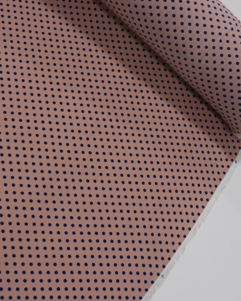 Tecido Crepe Bubble Micro Poá Azul Marinho e Rosé