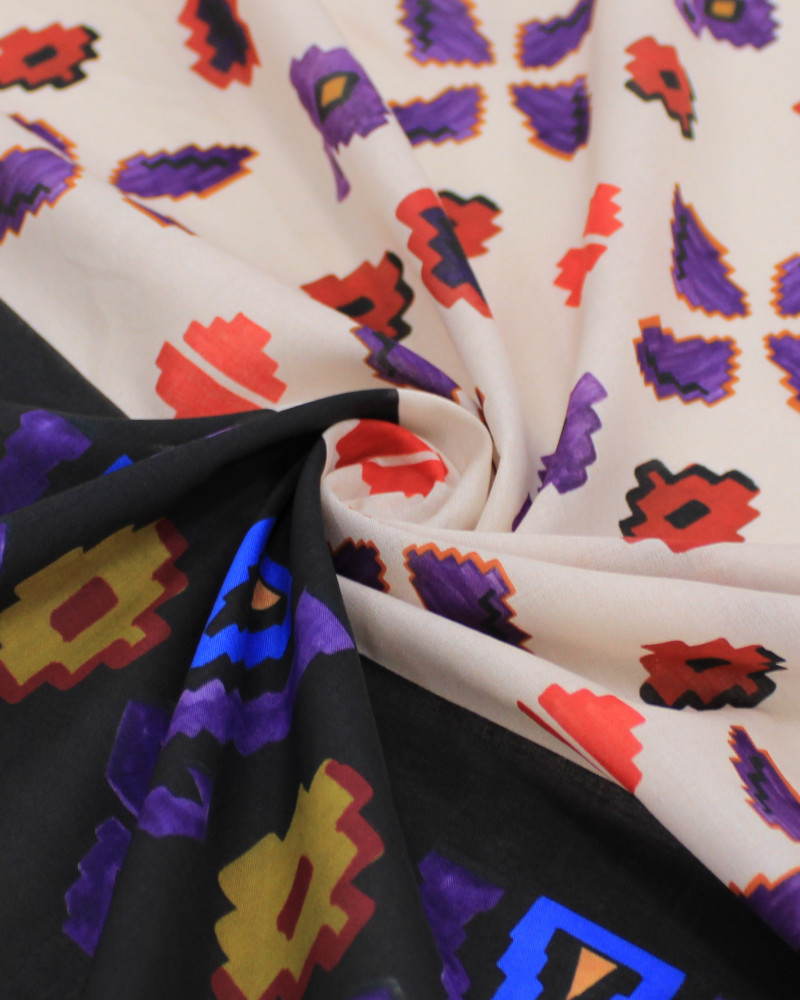 Tecido Cambraia de Algodão Italiano Multi Estampas em Listras Verticais Colorido