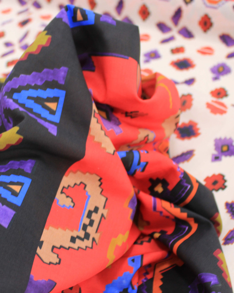 Tecido Cambraia de Algodão Italiano Multi Estampas em Listras Verticais Colorido