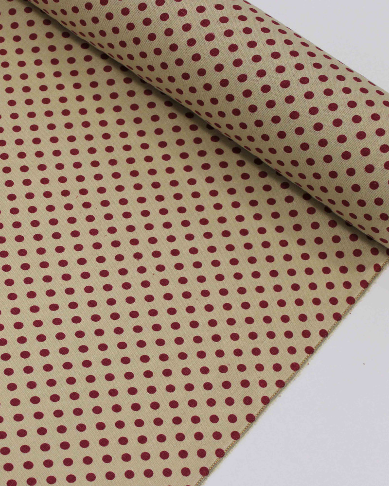 Tecido Linho Misto Micro Poá Magenta e Bege