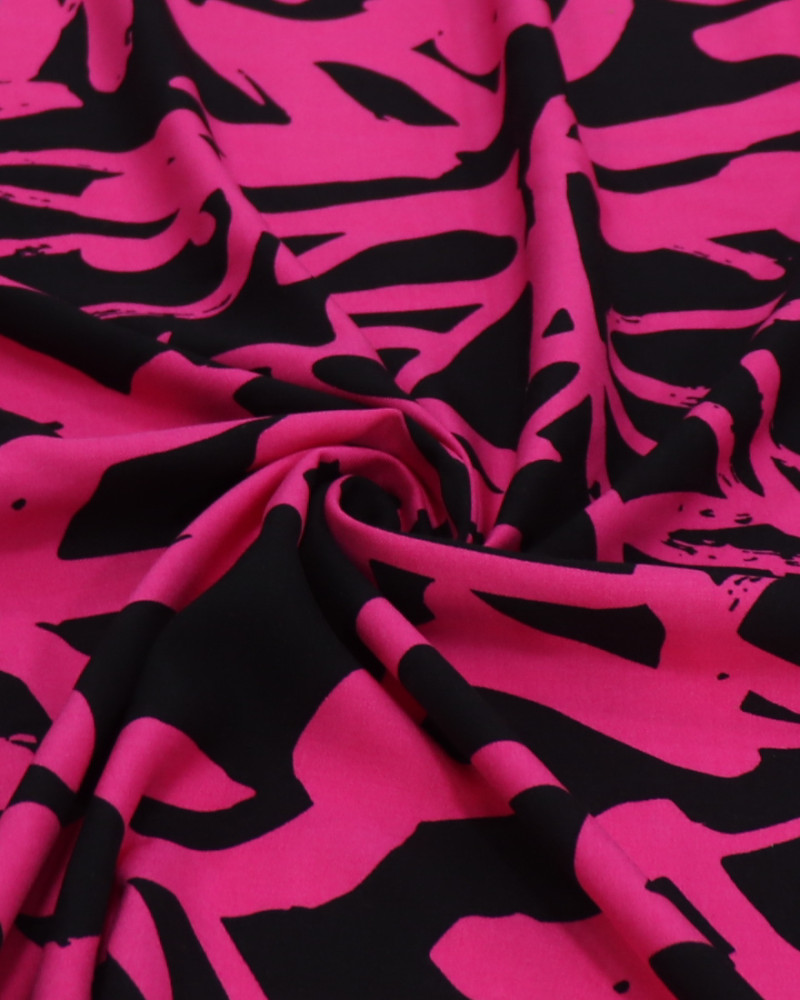 Tecido Viscose Italiano Riscos Abstratos Pink e Preto