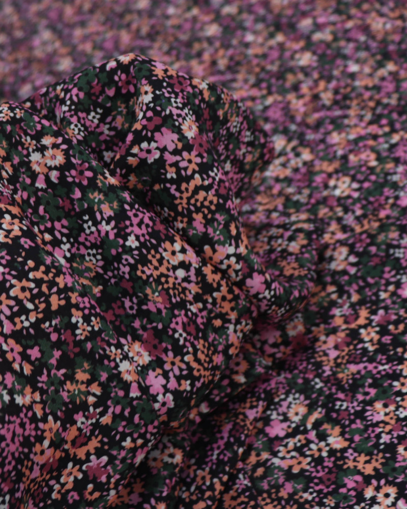 Tecido Viscose Fina Micro Liberty Colorido e Preto