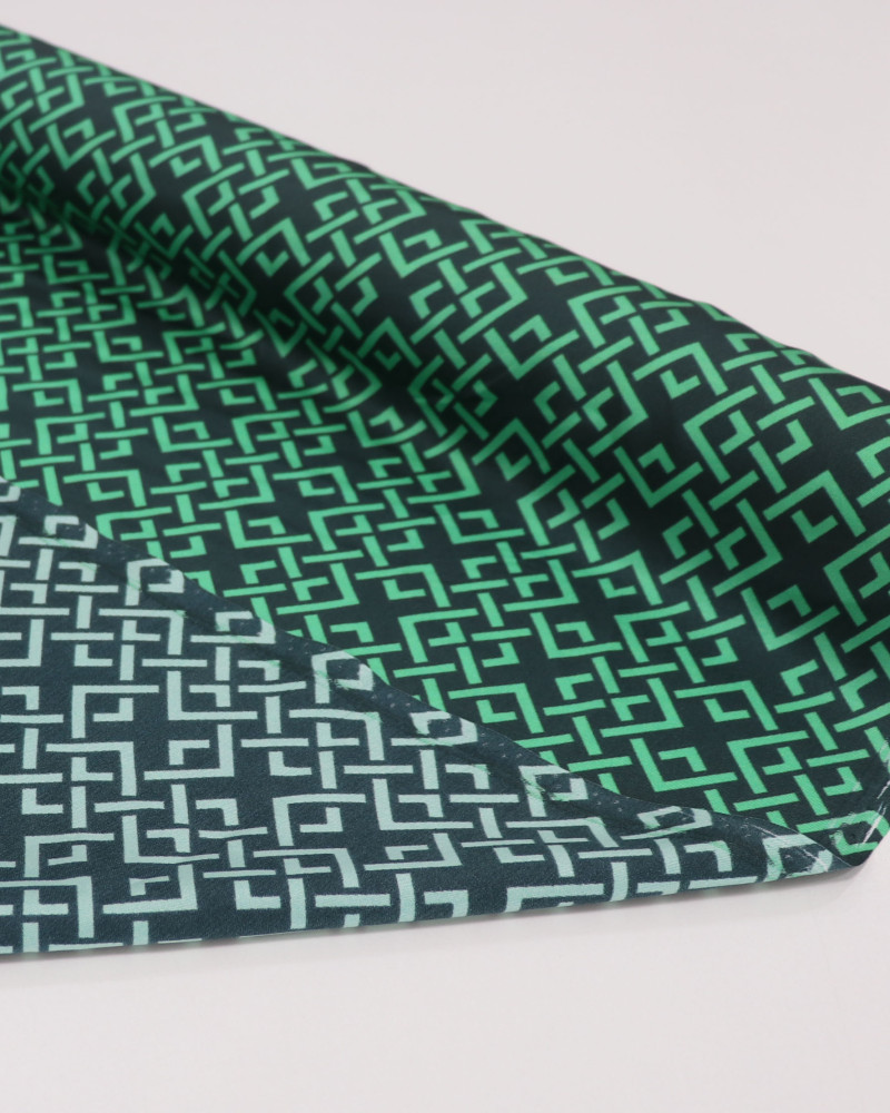 Tecido Crepe Silk Italiano Estampa Geométrica Verde Esmeralda e Preto
