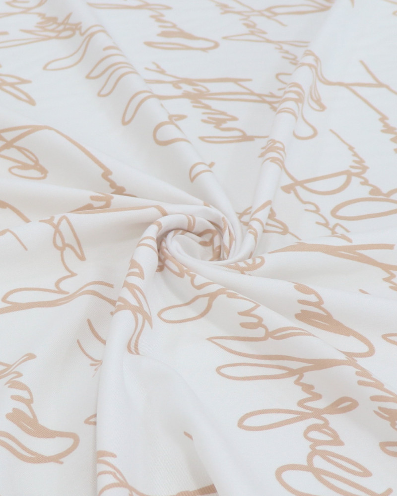 Tecido Viscose Sarjada Italiano Rubrica Nude e Branco