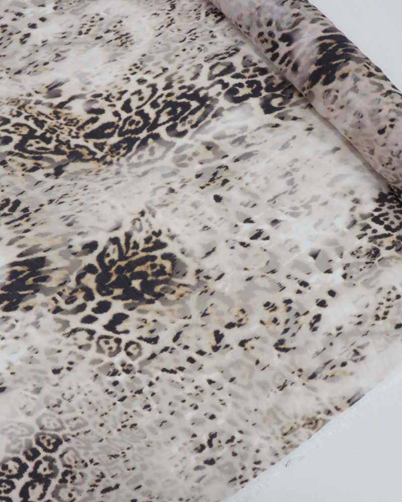 Tecido Cambraia de Poliamida Italiano Animal Print Clássico Estonado