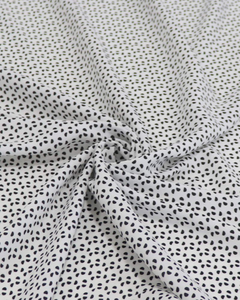 Tecido Viscose Italiano Micro Formas Geométricas P/B
