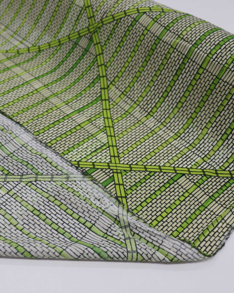Tecido Viscose Texturizada Bambuzal Geométrico Tons de Verde