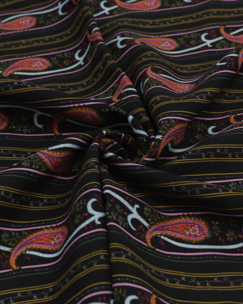 Tecido Linho Misto Rústico Micro Barrado Cashmere Floral Vermelho e Preto