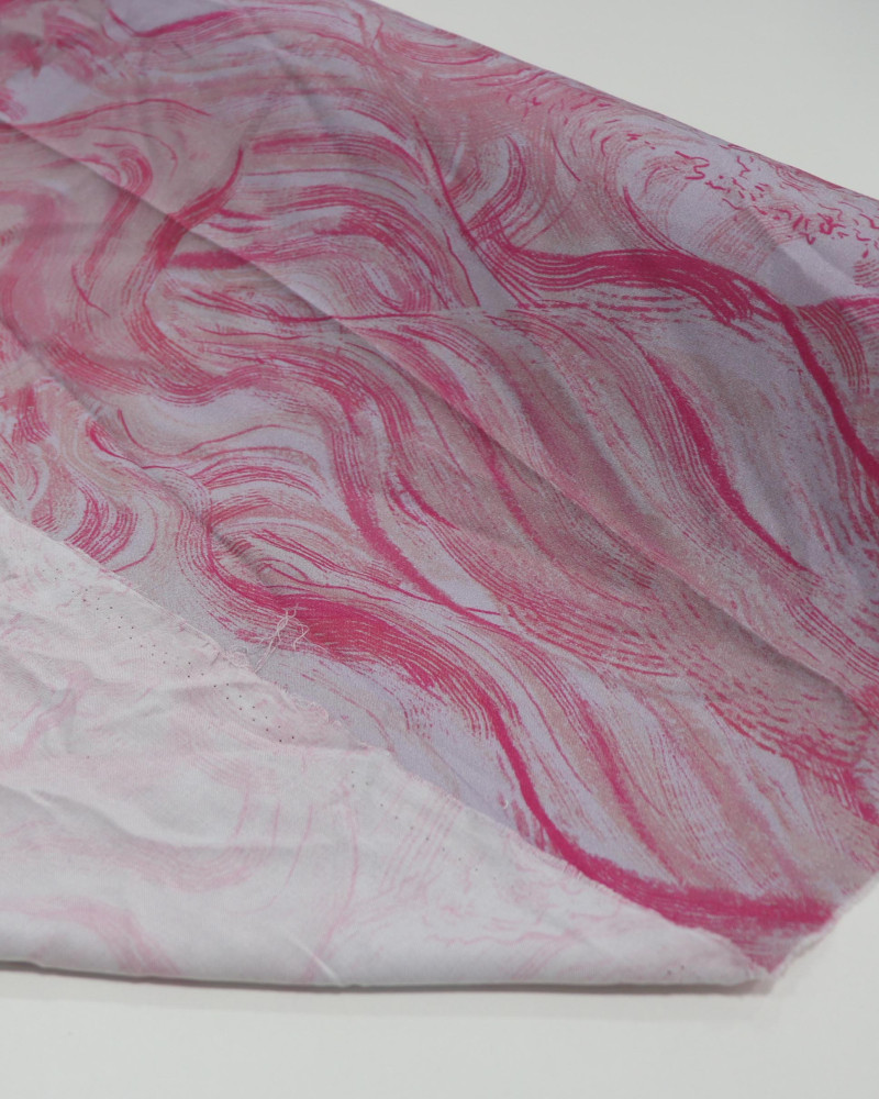 Tecido Viscose Ondas de Saturno Rosa e Cinza