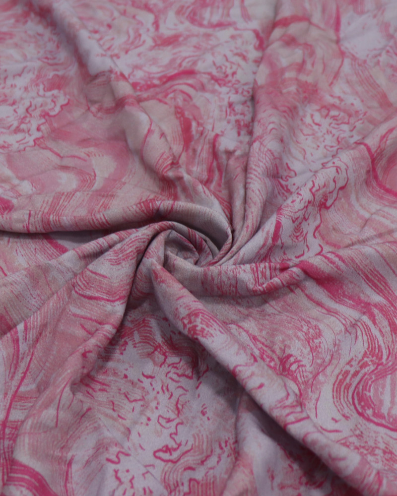 Tecido Viscose Ondas de Saturno Rosa e Cinza
