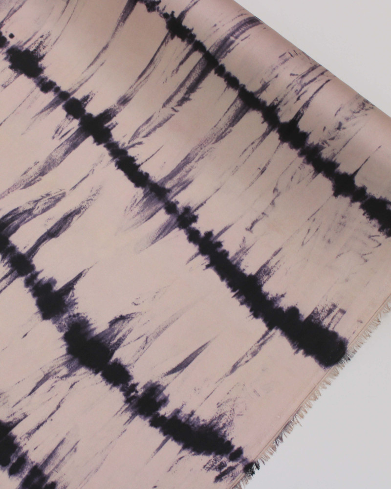 Tecido Crepe Silk Italiano Listras Verticais Absratas Roxo e Rosé