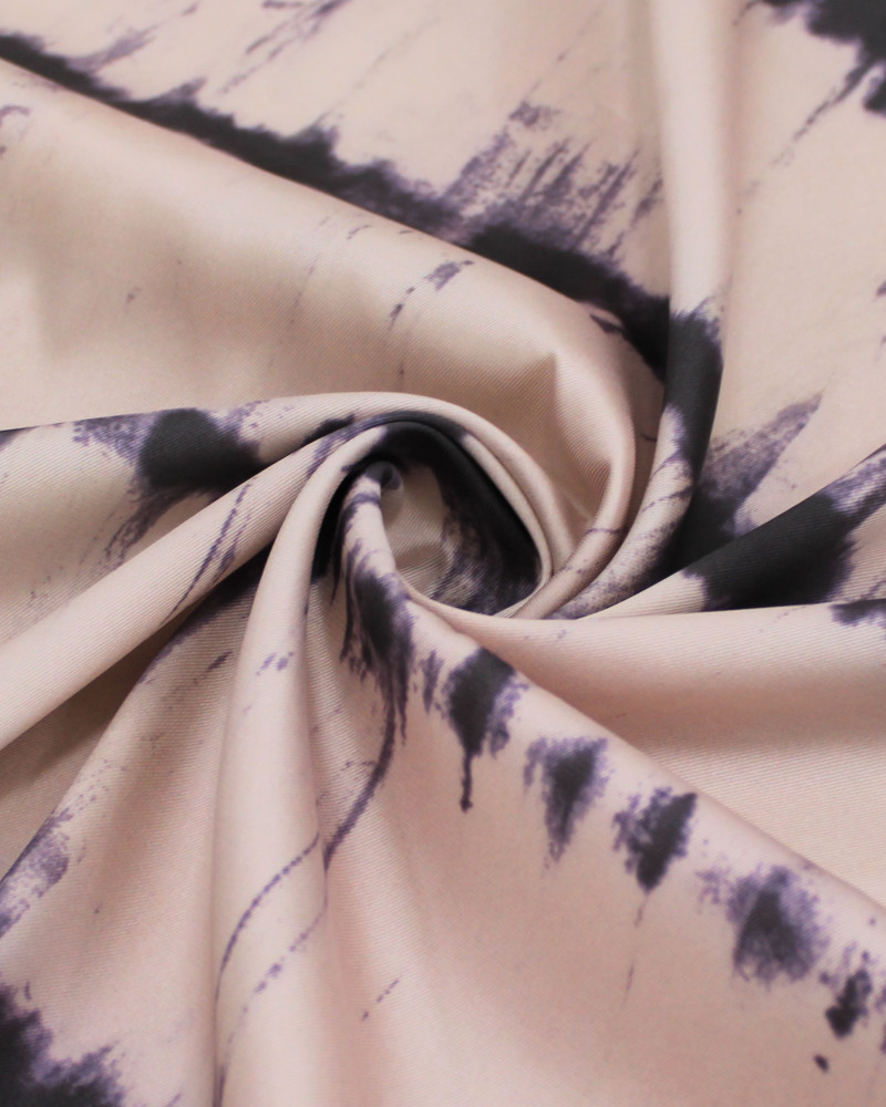 Tecido Crepe Silk Italiano Listras Verticais Absratas Roxo e Rosé