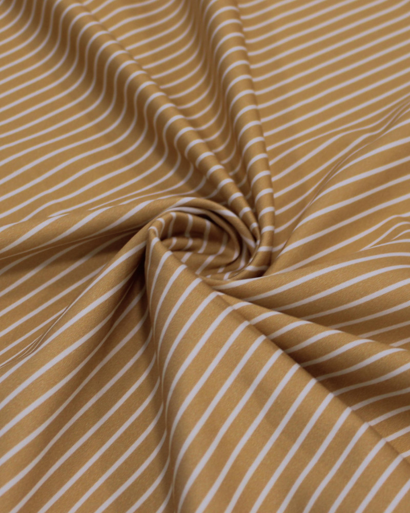 Tecido Micro Fibra de Alfaiataria Italiano Listras Finas Branco e Palha