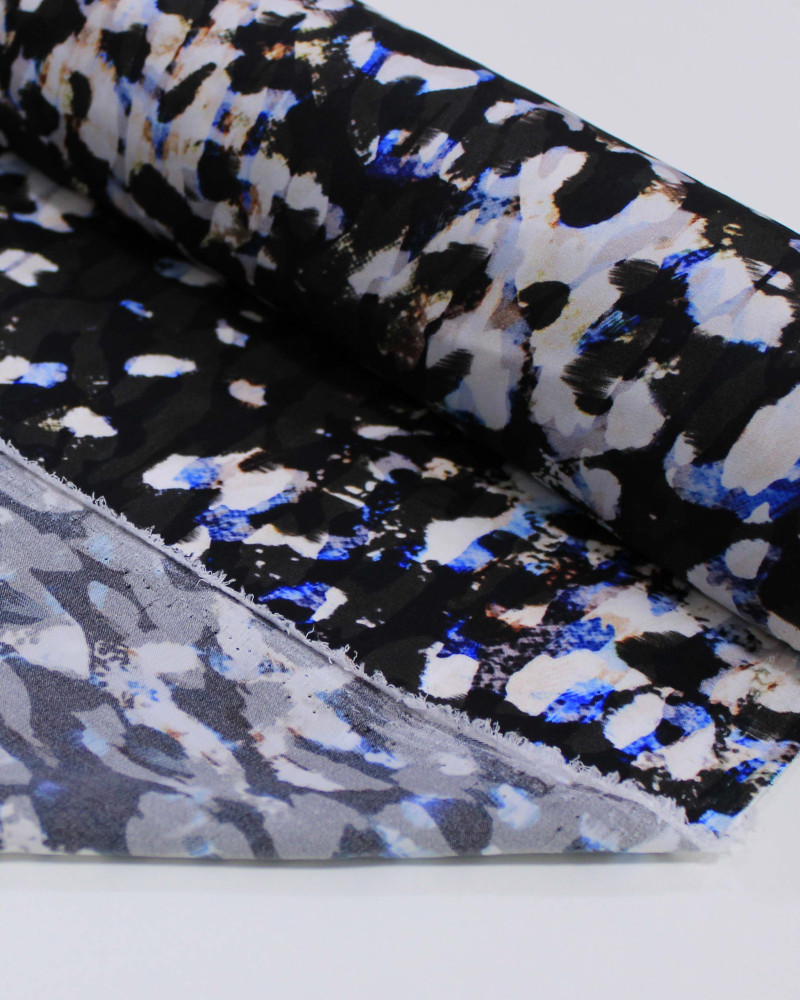 Tecido Crepe Silk Italiano Animal Print Abstrao Colorido