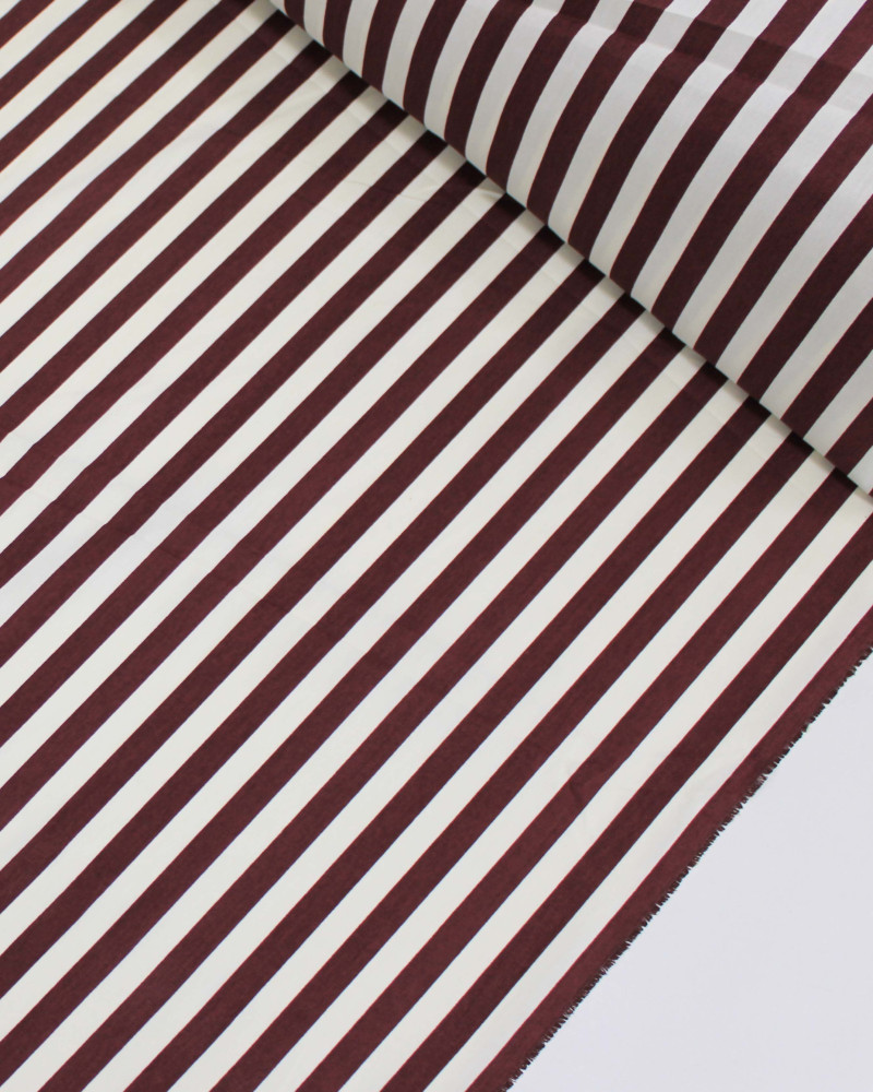 Tecido Tricoline Listras Branco e Borgonha