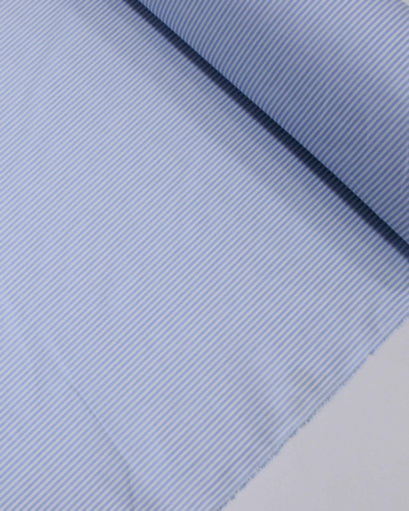 Tecido Tricoline Listras Finas Branco e Azul