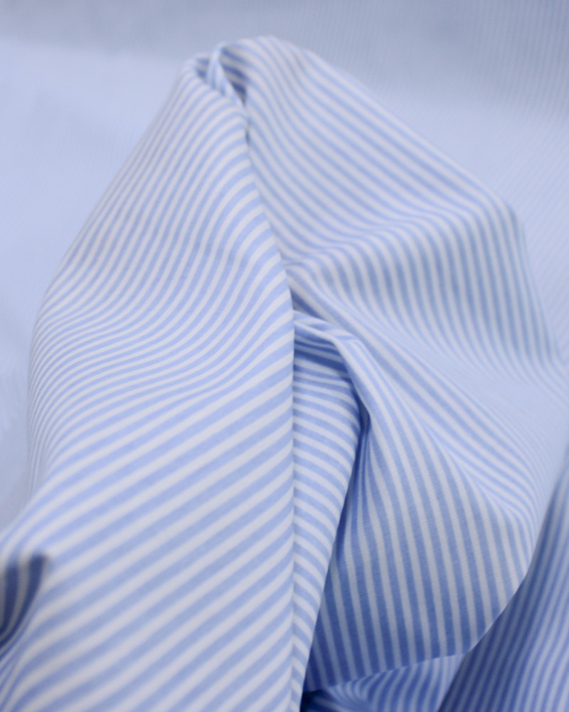 Tecido Tricoline Listras Finas Branco e Azul