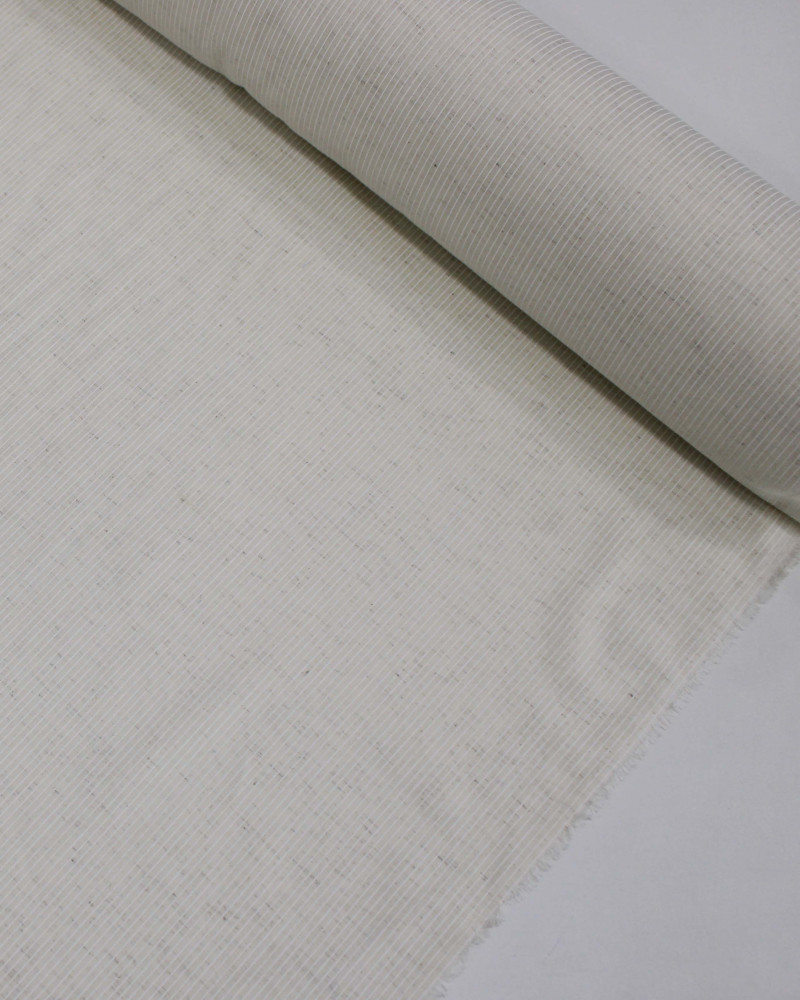 Tecido Linho Panama Leve Listras Finas Branco e Cru