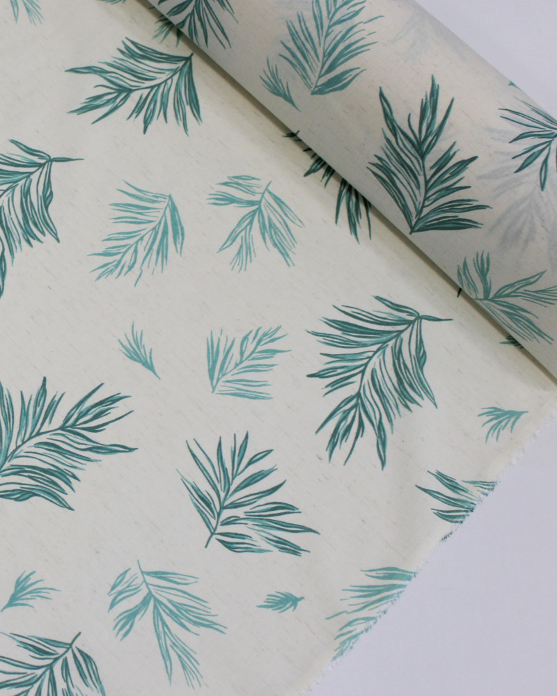 Tecido Linho Misto Camisaria Ramos Verde e Offwhite