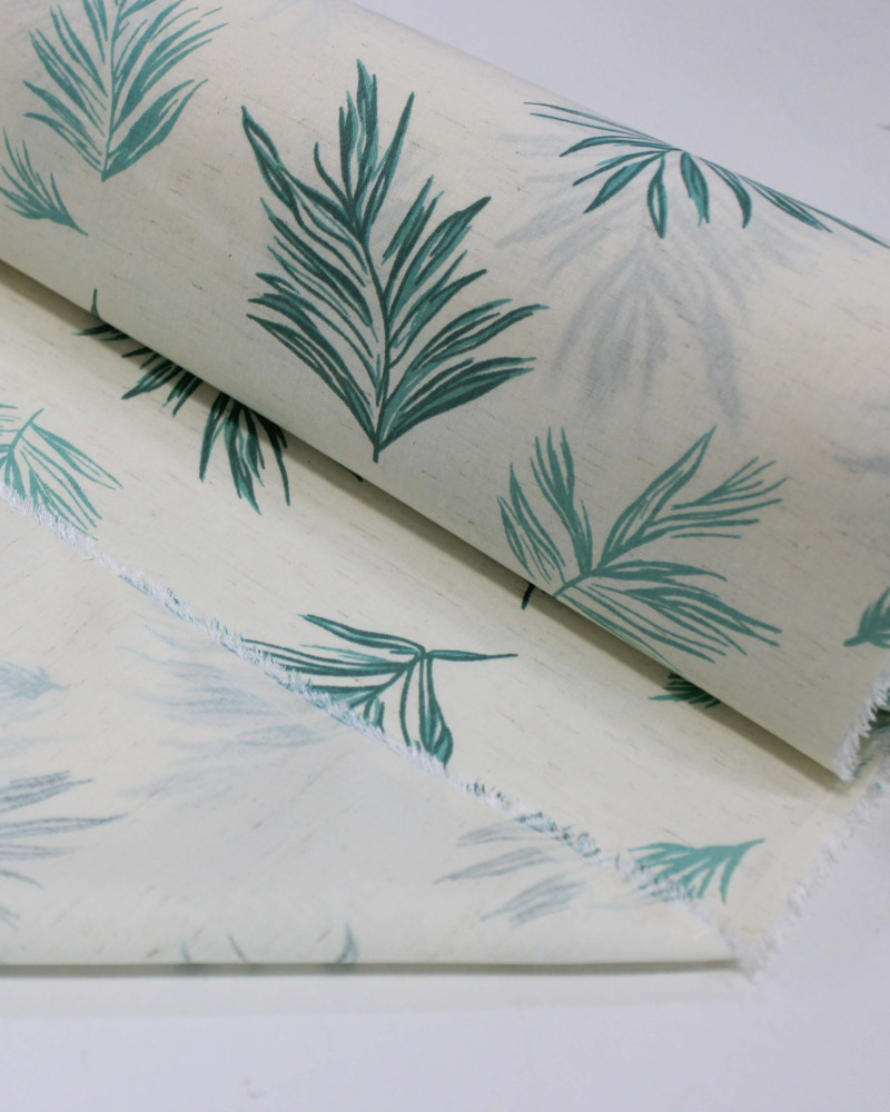 Tecido Linho Misto Camisaria Ramos Verde e Offwhite