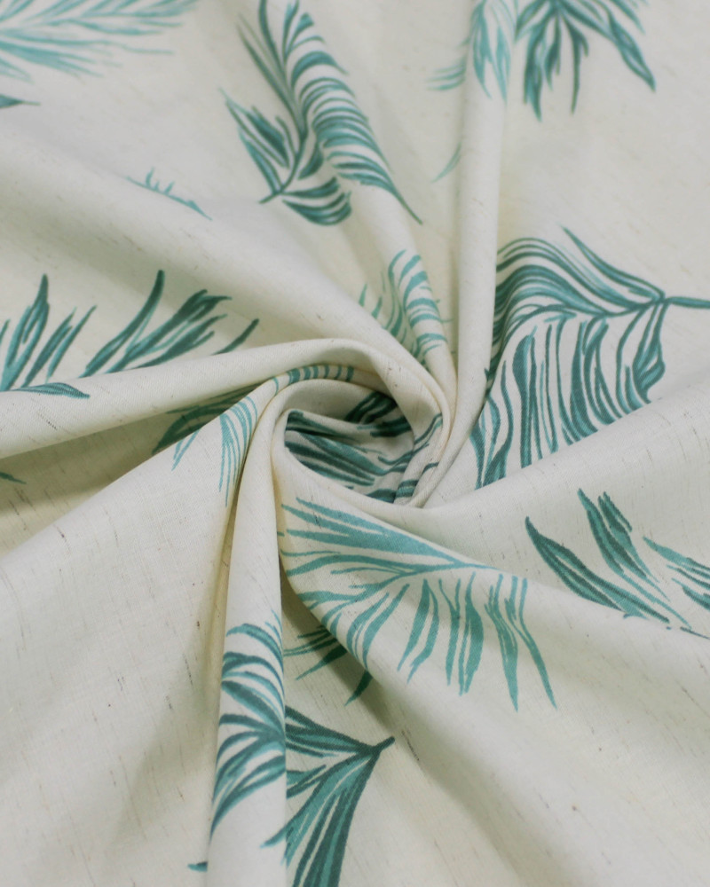 Tecido Linho Misto Camisaria Ramos Verde e Offwhite