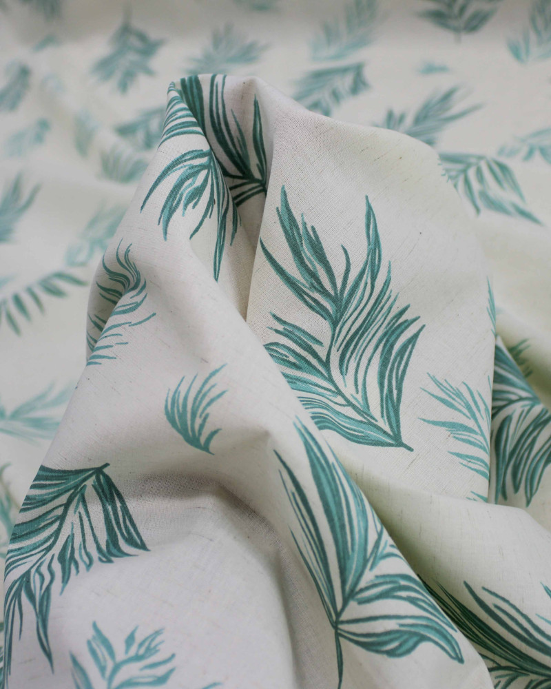 Tecido Linho Misto Camisaria Ramos Verde e Offwhite