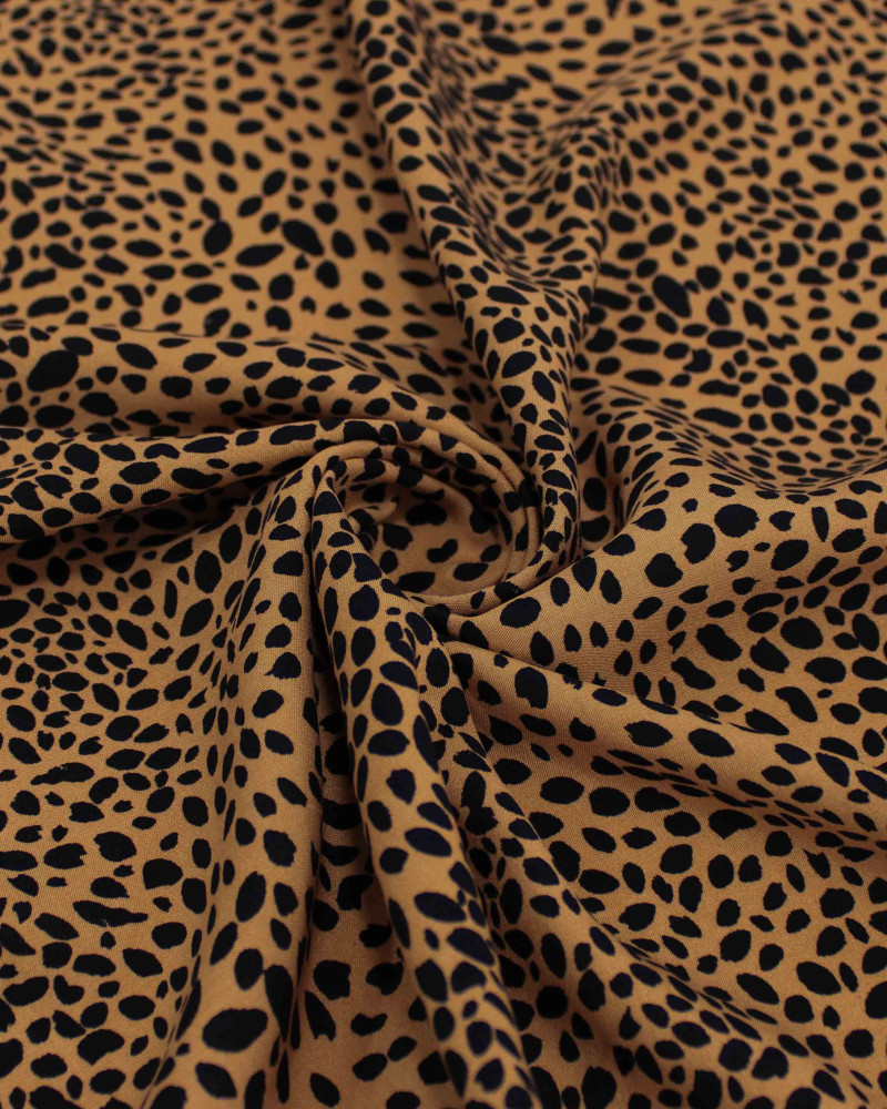 Tecido Viscose Pingos Irregulares Preto e Argila