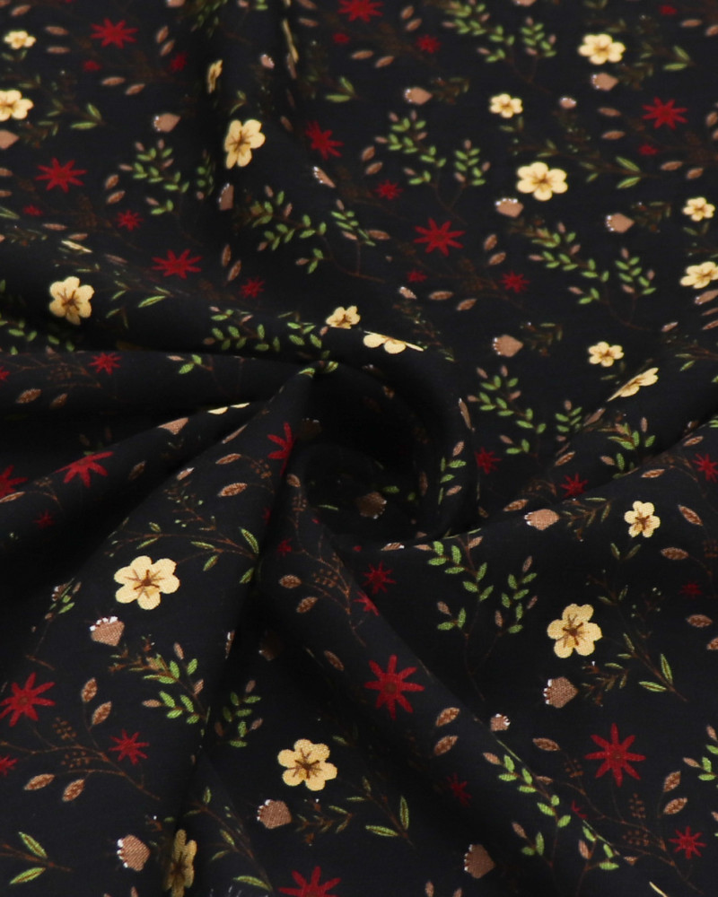 Tecido Viscose Texturizada Liberty Dourado, Marsala e Preto