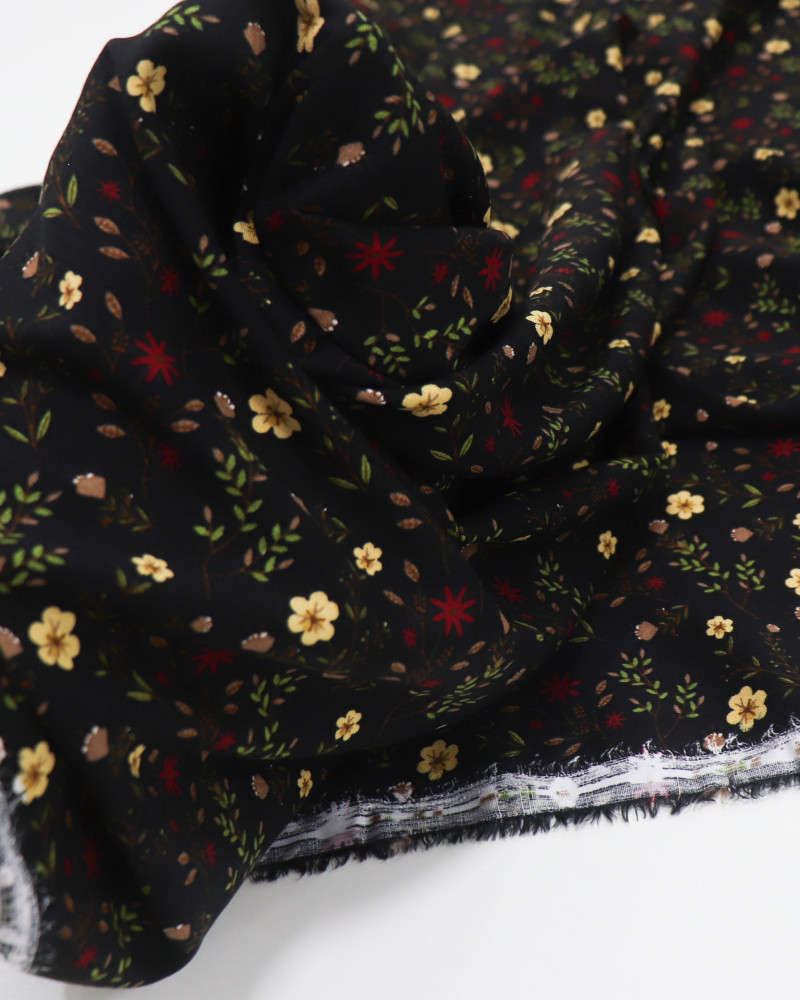 Tecido Viscose Texturizada Liberty Dourado, Marsala e Preto