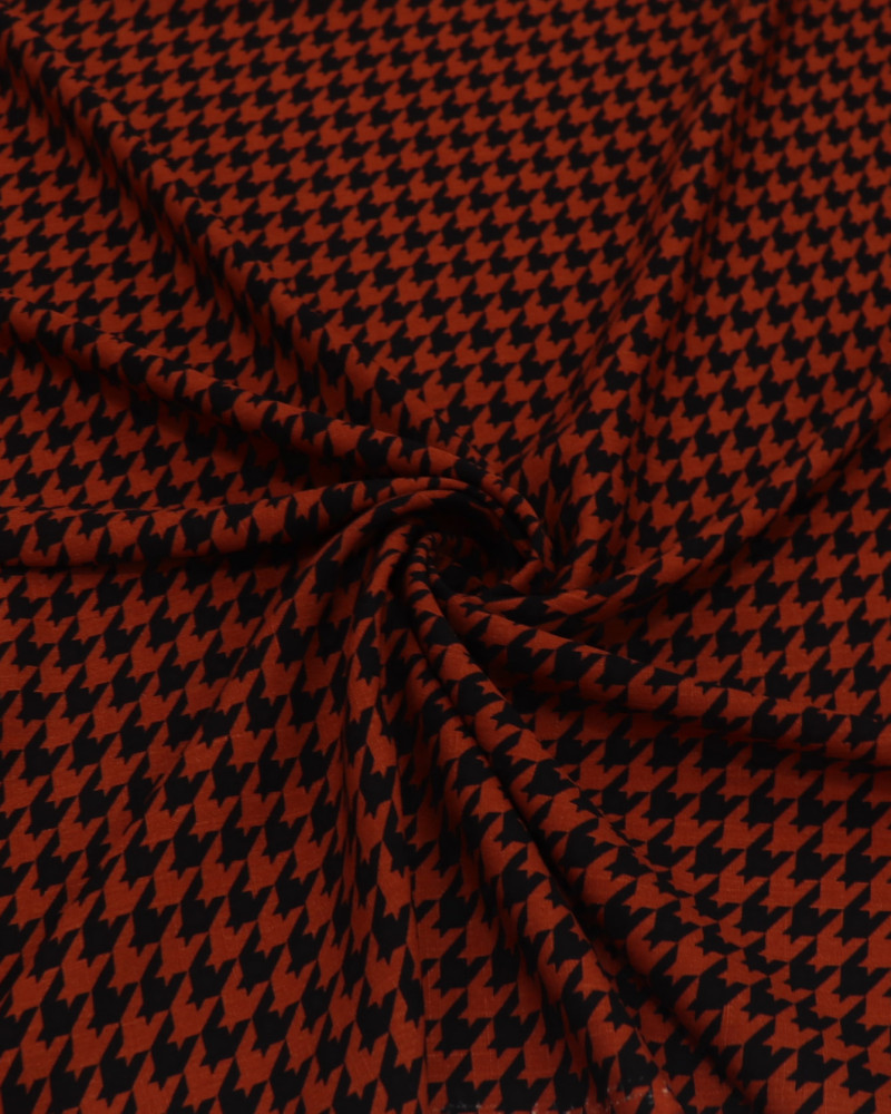 Tecido Viscose Texturizada Pied Poule Preto e Telha