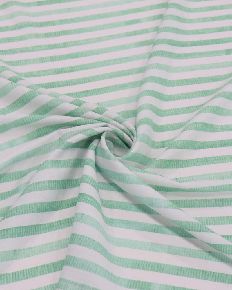 Tecido Viscose Texturizada Listrado Verde Estonado e Branco