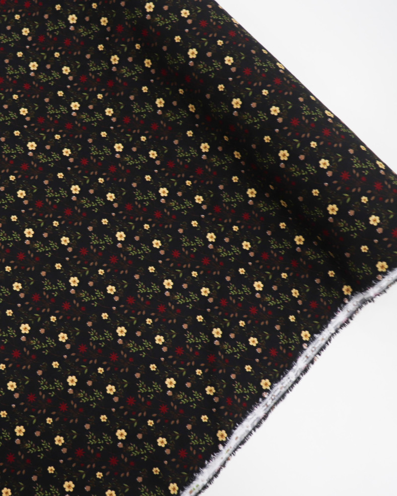 Tecido Viscose Texturizada Liberty Dourado, Marsala e Preto