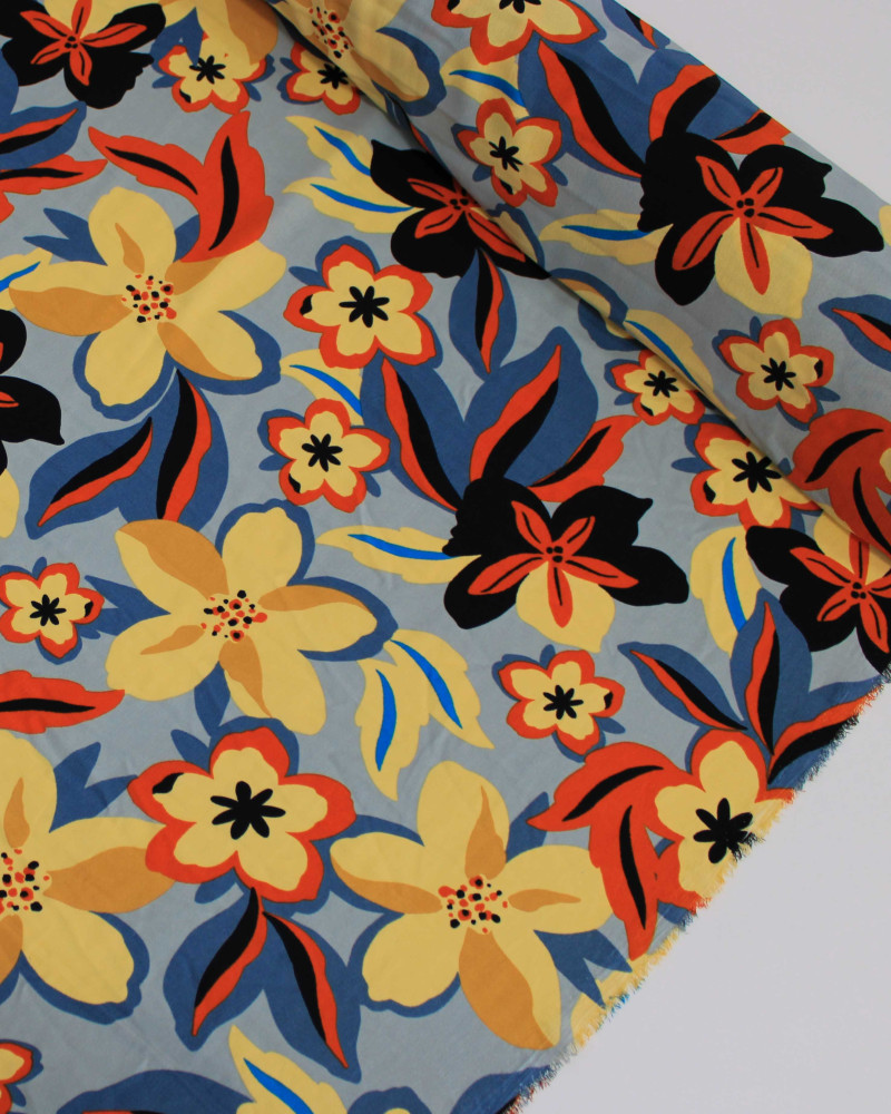 Tecido Crepe Koshibo Estampa Havaiana Colorido