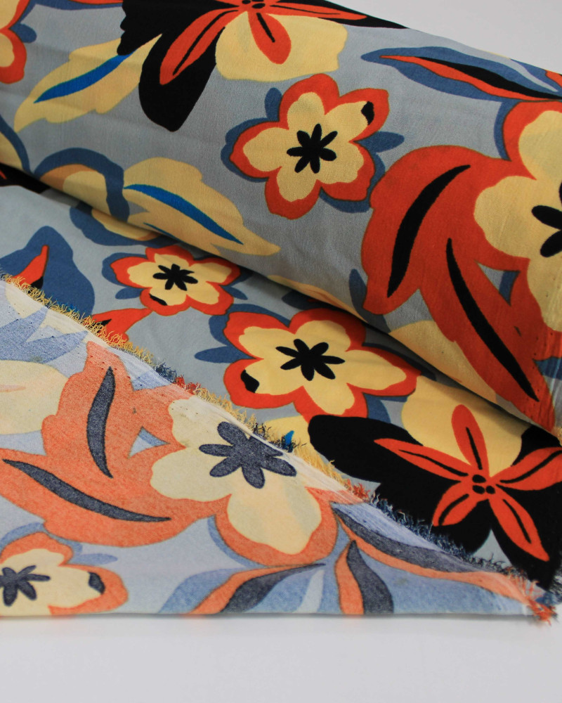 Tecido Crepe Koshibo Estampa Havaiana Colorido