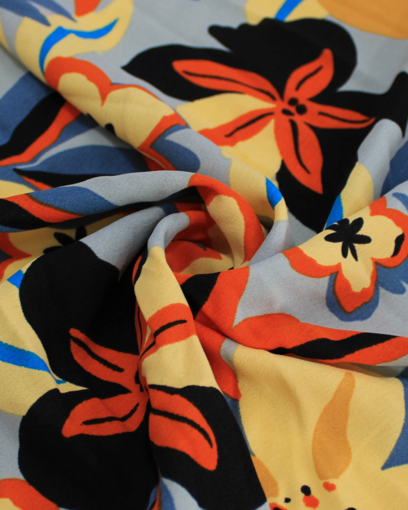 Tecido Crepe Koshibo Estampa Havaiana Colorido