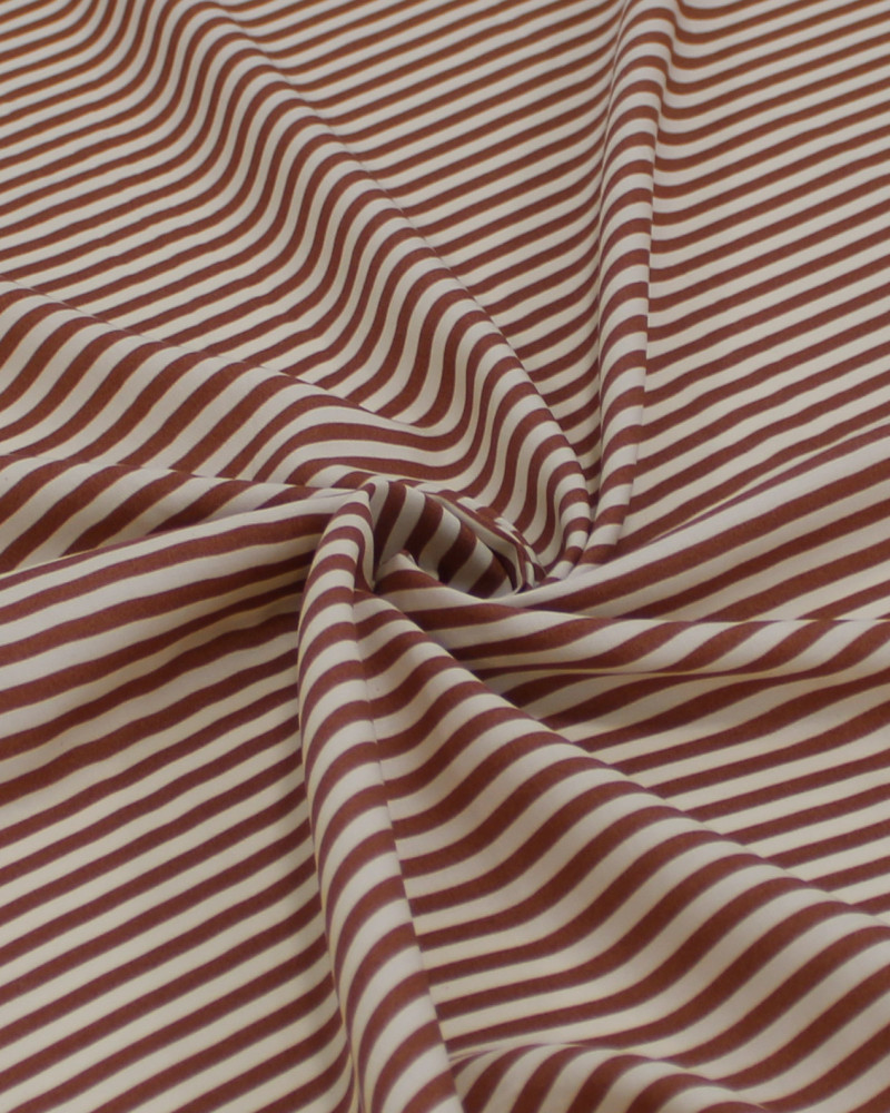 Tecido Viscose Listrado Creme e Castanho