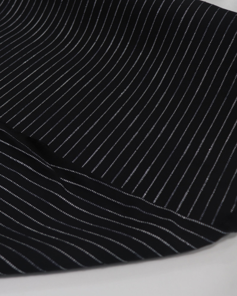 Tecido Microfibra de Alfaiataria Italiano Risca de Giz Preto com Lurex